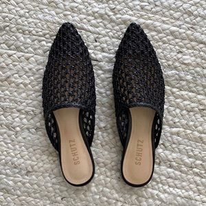 NWT SCHUTZ Black Woven Mules